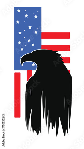 American Eagle with Flag Background Patriotic Illustration
