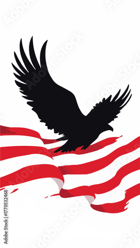 American Eagle with Flag Background Patriotic Illustration