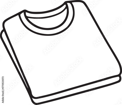  a neatly folded T-shirt rendered in bold black lines against a white background