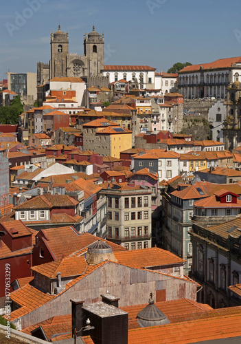 View of Porto with traditional buildings and cathedral