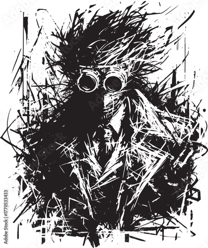 Steampunk Inspired Grungy Character Illustration with Goggles in