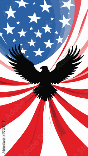 American Eagle with Flag Background Patriotic Illustration