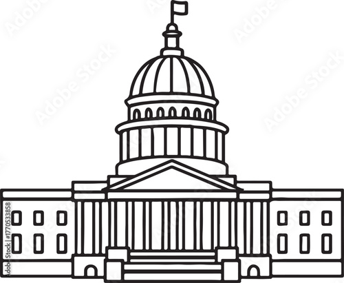 Capital Building Landmark Architecture Illustration on white background.