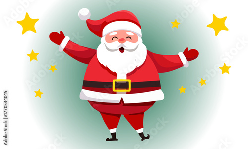 両手を上げたダンシングサンタクロース
