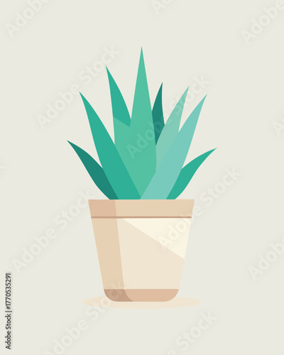 Illustration of an aloe vera plant in a pot, showcasing its succulent leaves and soothing properties girl avatar
