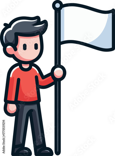 旗を持った男性のイラスト