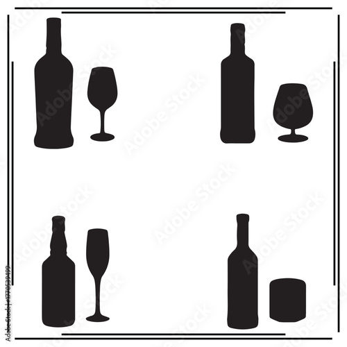 wine glass silhouette, wine glass illustration ,wine glass clipart, wine glass vector , wine glass icon , black wine glass, wine glass illustration on white background,