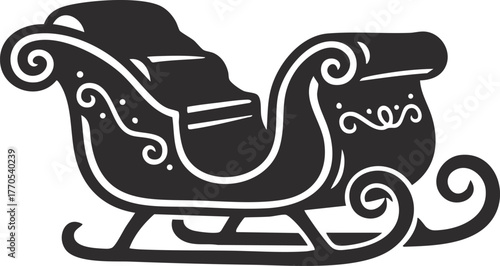 festive Christmas santa claus sleigh on white background