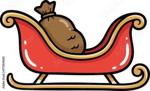 festive Christmas santa claus sleigh on white background