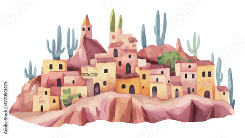 Quebrada de Humahuaca. Quebrada de Humahuaca hand drawn watercolor illustration