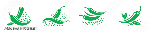 Fotografie Hot chilli pepper icon set