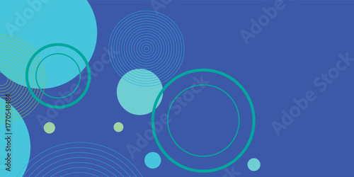 Abstract geometric blue and dark navy color background with circle shape. Vector, illustration Modern blue abstract background, the look of stainless steel, circular lines on a blue background