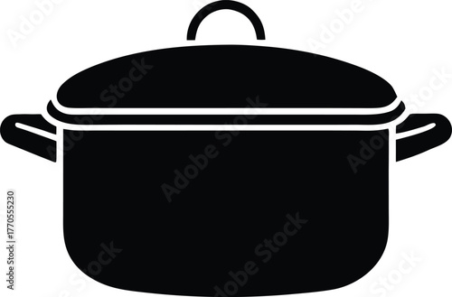 Isolated saucepan pot silhouette. Domestic cookware vector graphic icon.