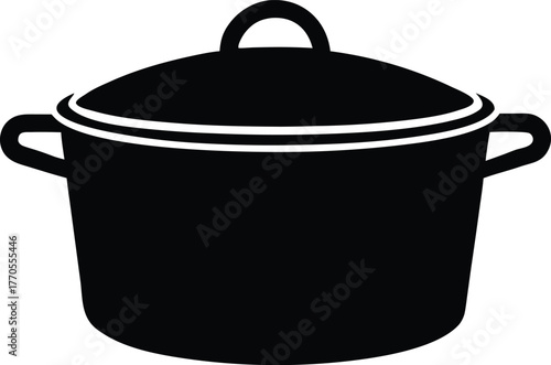 Isolated saucepan pot silhouette. Domestic cookware vector graphic icon.
