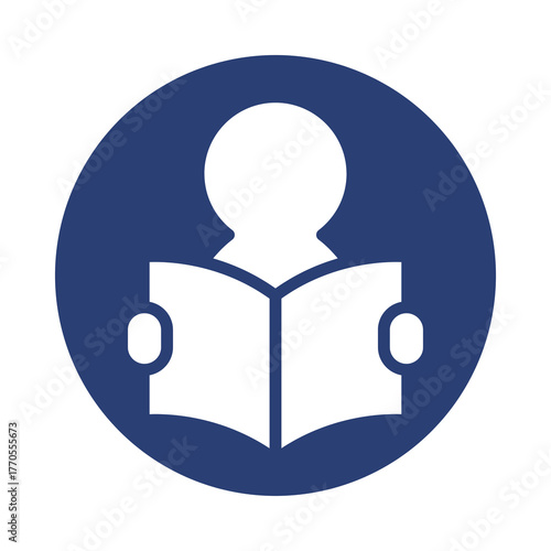 Reading person icon symbol knowledge learning education information literacy book studying