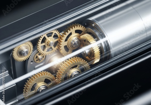 Macro shot of a smart window's internal micro-motor driving the tint adjustment