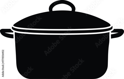  pot silhouette. Simple kitchen utensil vector graphic.