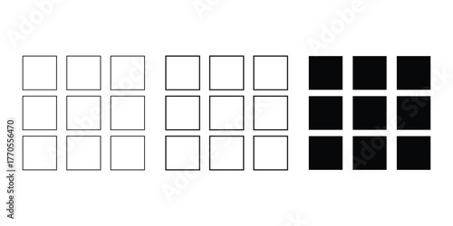 Nine Boxes Icon, Grid Menu Icon. Vector Illustration on White Background