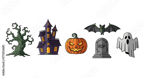 halloween set flat design