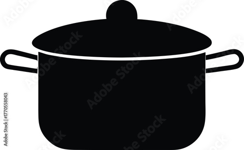 Kitchen stew pot icon. Cookware symbol for food preparation vector.