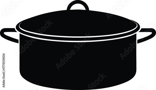 Kitchen stew pot icon. Cookware symbol for food preparation vector.