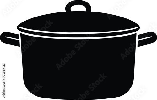 Cooking pot silhouette. Simple kitchenware vector icon.