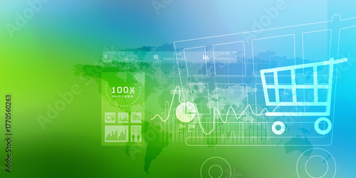 2d illustration Stock market online business concept. business Graph 