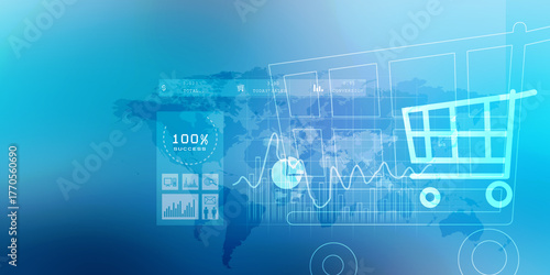 2d illustration Stock market online business concept. business Graph 