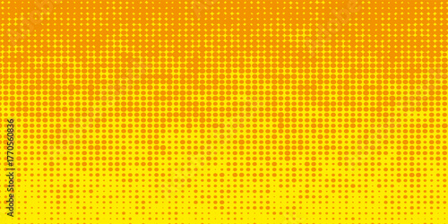 Abstract futuristic halftone pattern. Comic background. Dotted backdrop with circles, dots, point large scale. Design element for web banners, posters, cards, wallpapers, sites. Yellow, orange color