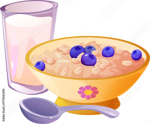 Blueberry Granola and Milk