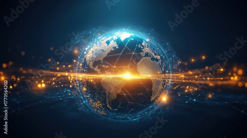 Fototapeta Naklejka Na Ścianę i Meble -  global network connection digital world futuristic technology