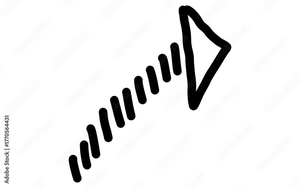 Obraz premium Hand Drawn Curved Turn Arrow with Cut Tail Doodle Vector