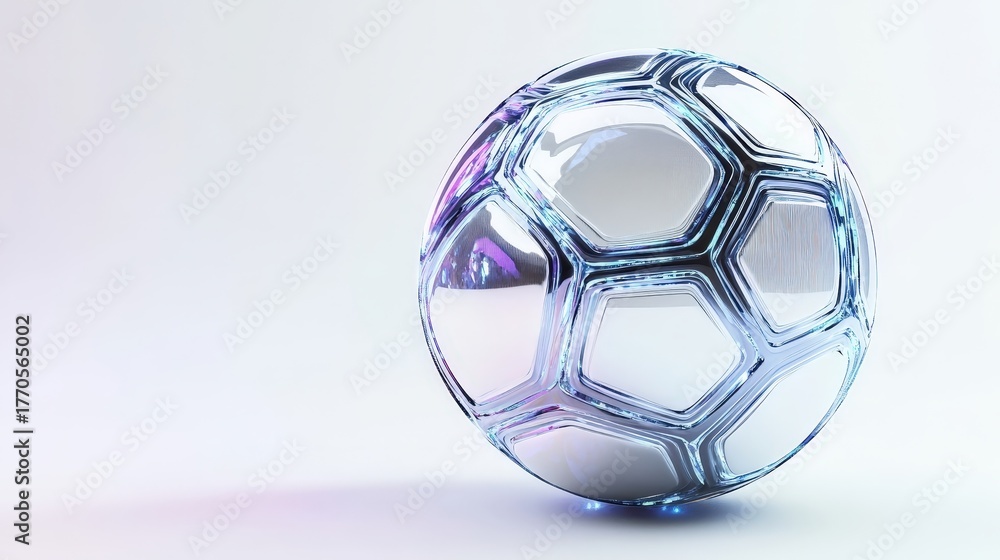 Naklejka premium futuristic glass soccer ball on white background