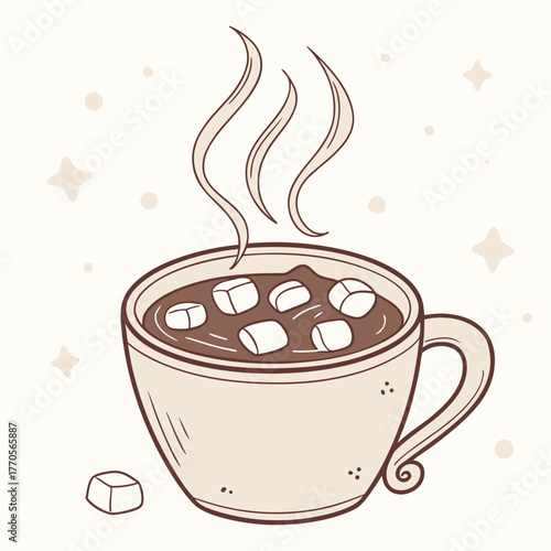 A cup of hot chocolate with marshmallows