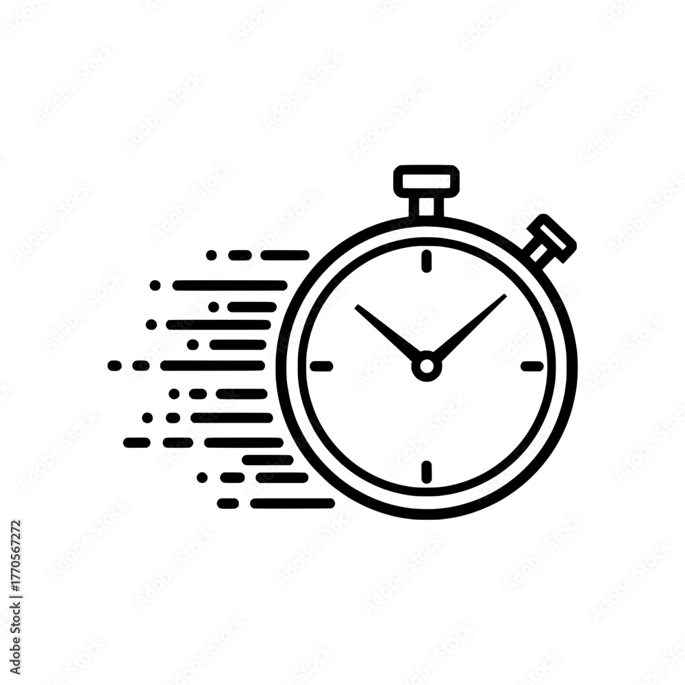 Obraz premium Speed Timer Illustration - Fast Delivery Stopwatch Icon Graphics Elements