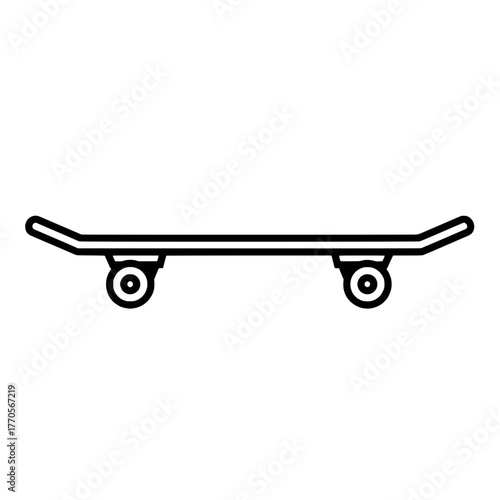Skateboard side view line art icon for sport and street culture vector