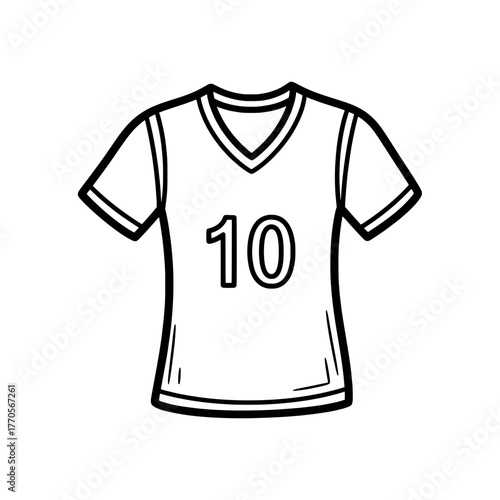 Outline of Jersey with Number 10 Illustration for Sport Design Concept
