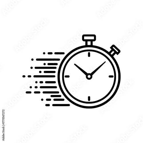 Speed Timer Illustration - Fast Delivery Stopwatch Icon Graphics Elements