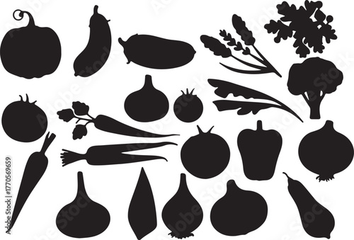 Vegetable silhouette illustration black and white