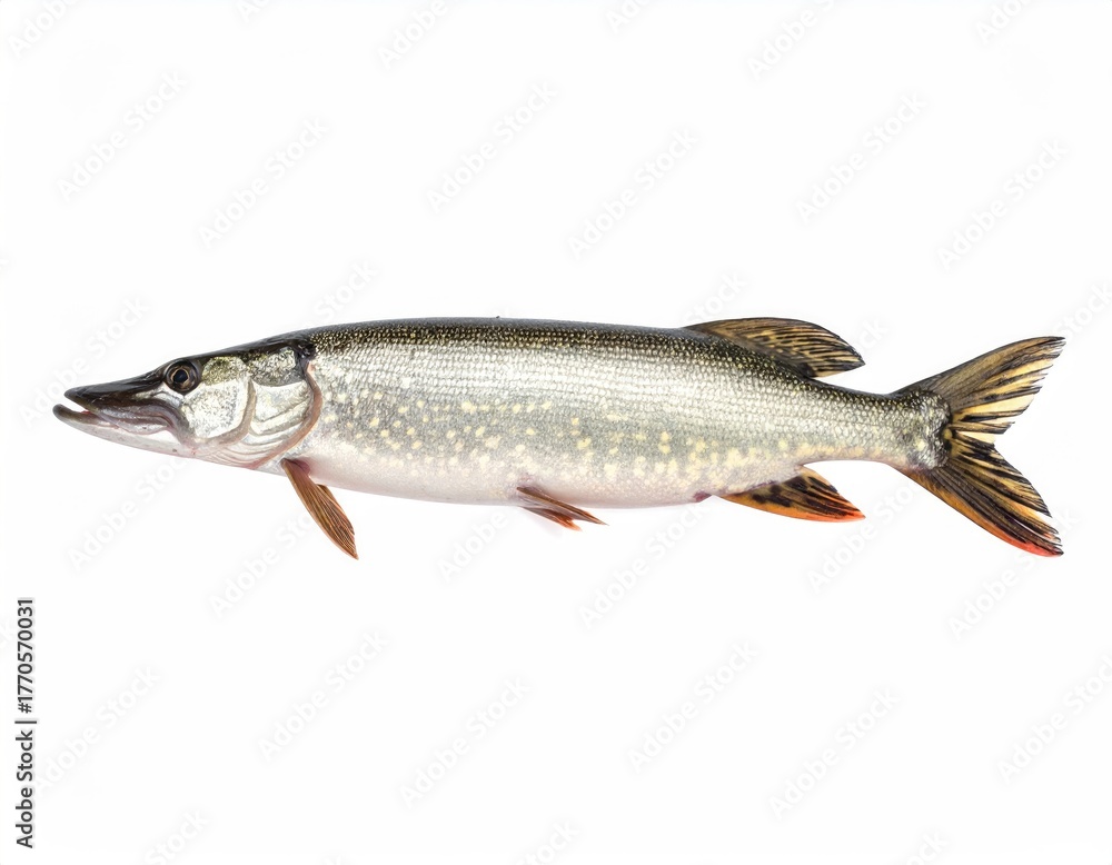 Fototapeta premium Northern Pike - A Freshwater Predator in Sharp Focus.