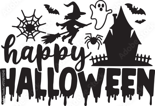 Happy Halloween Vector Spooky Silhouette Design