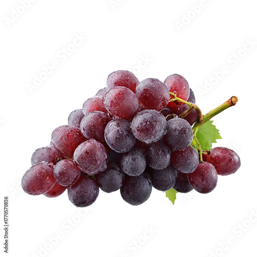 Juicy red grapes bunch fresh ripe natural healthy fruit food photography isolated