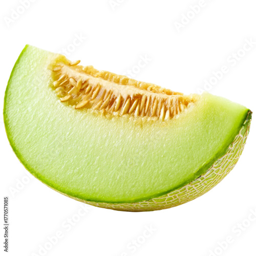 Fresh honeydew melon slice with seeds isolated on black perfect for summer refreshment
