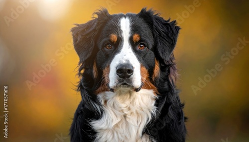 Bernese Mountain Dog Portrait - Focused Gaze in Natural Light.