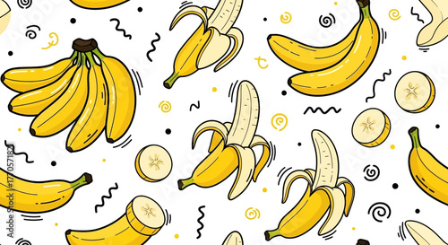 Vibrant Banana Bonanza A Cheerful Seamless Pattern for a Tropical Vibe