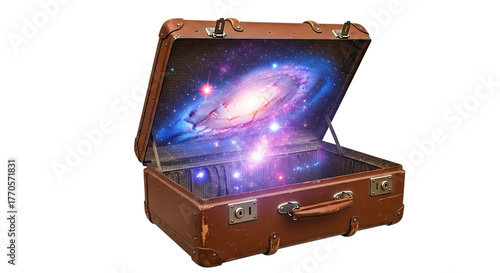 Open Suitcase Galaxy Cosmos Space Travel Journey Adventure Light Universe