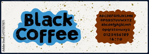 Hand drawn rough and texture vector font. Alphabet uppercase, lowercase, and number.  