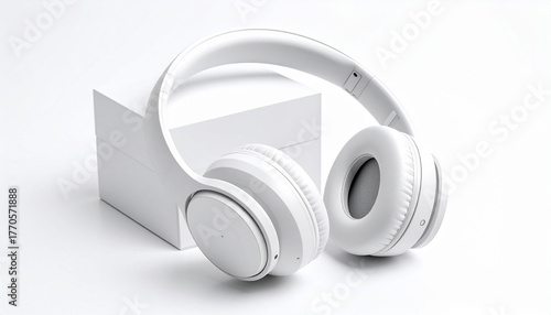 White Overear Headphones Ready for Use