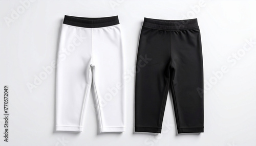 Stylish White and Black Pants Displayed Together