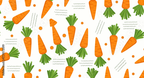 Carrot Pattern Illustration Seamless Design for Backgrounds and Decorative Uses, Fresh Vegetable Motif